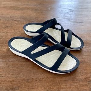 CROCS Swiftwater Sandals Navy/White Size 8